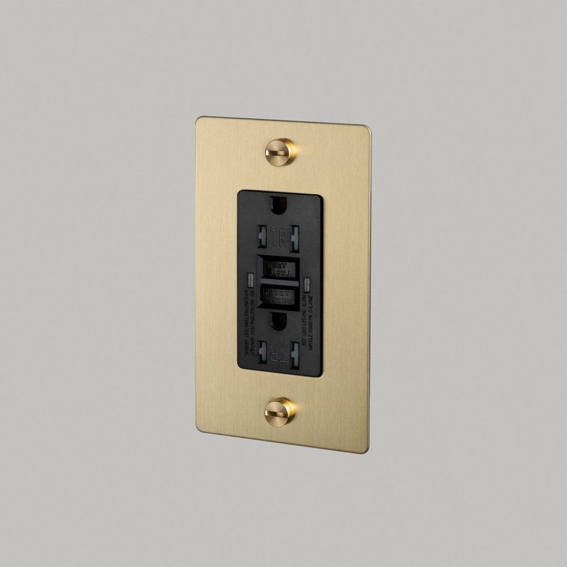 1G Duplex GFCI Outlet / Without Logo, Brass