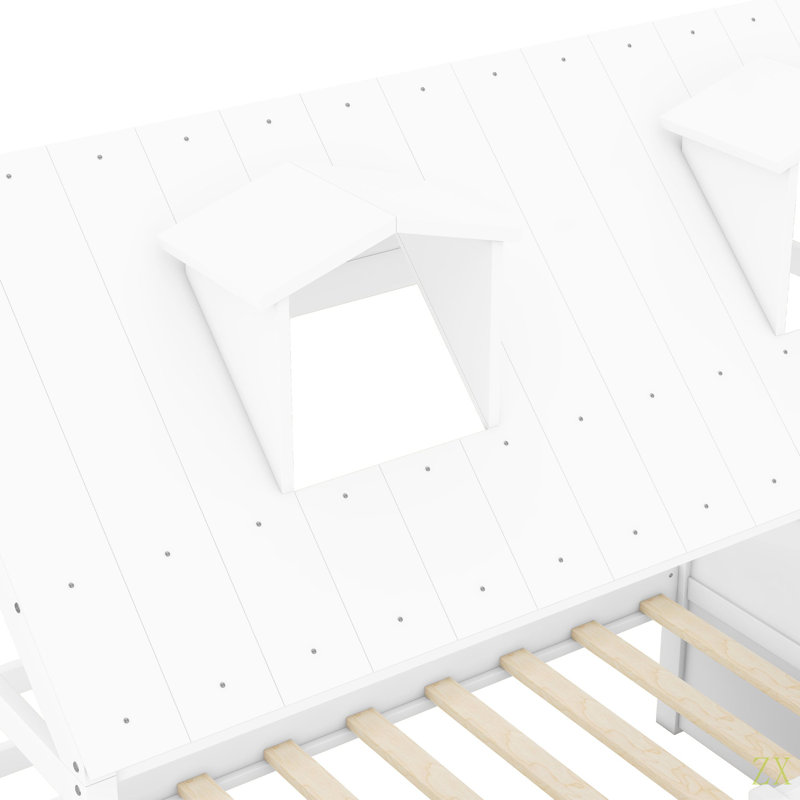 Structure de lit simple en bois, Blanc