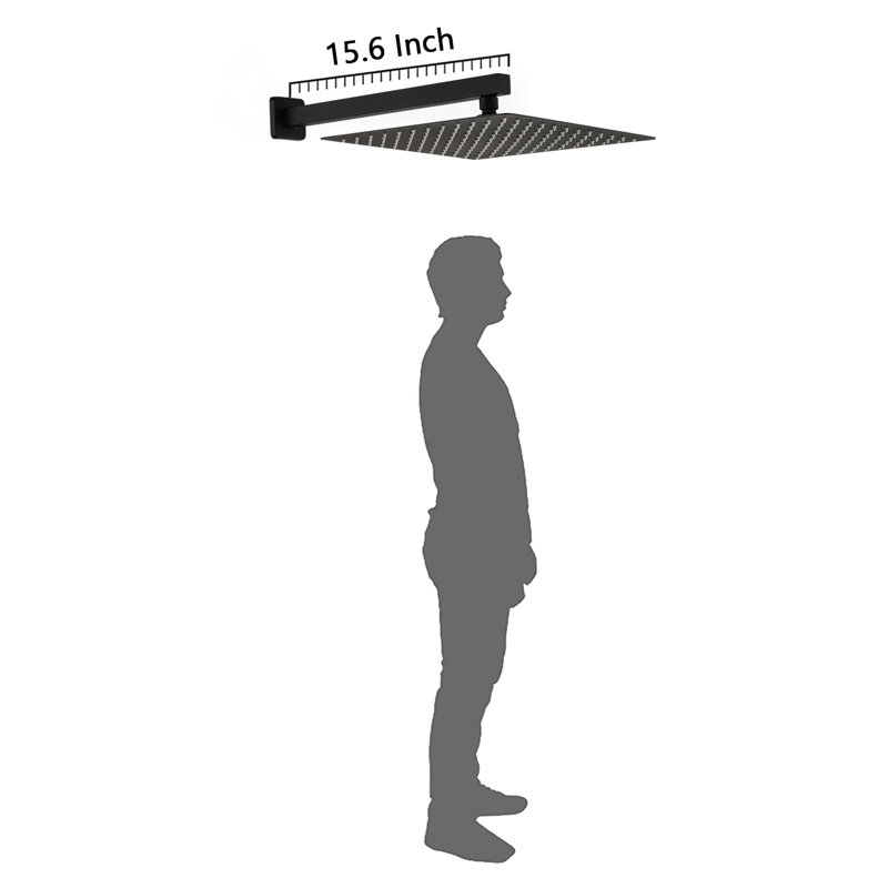 Ensemble de robinet de douche avec système de douche noir mat avec pomme de douche à haute pression de 12 pouces et robinet de douche à main en laiton et ensemble de garniture    