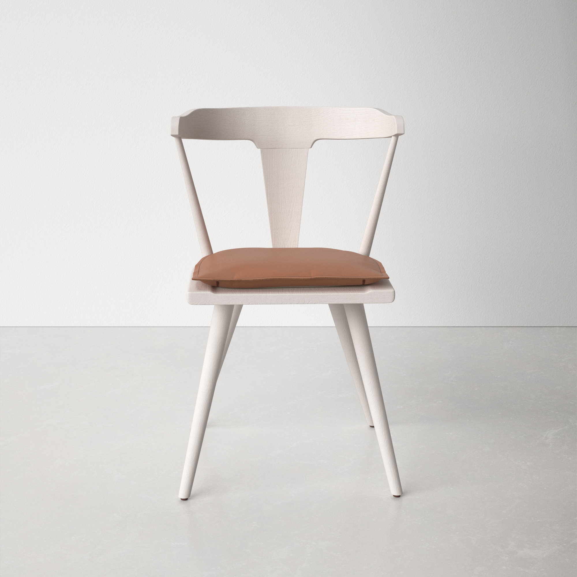 Lodi Dining Chair With Cushion, Whiskey Saddle, White
