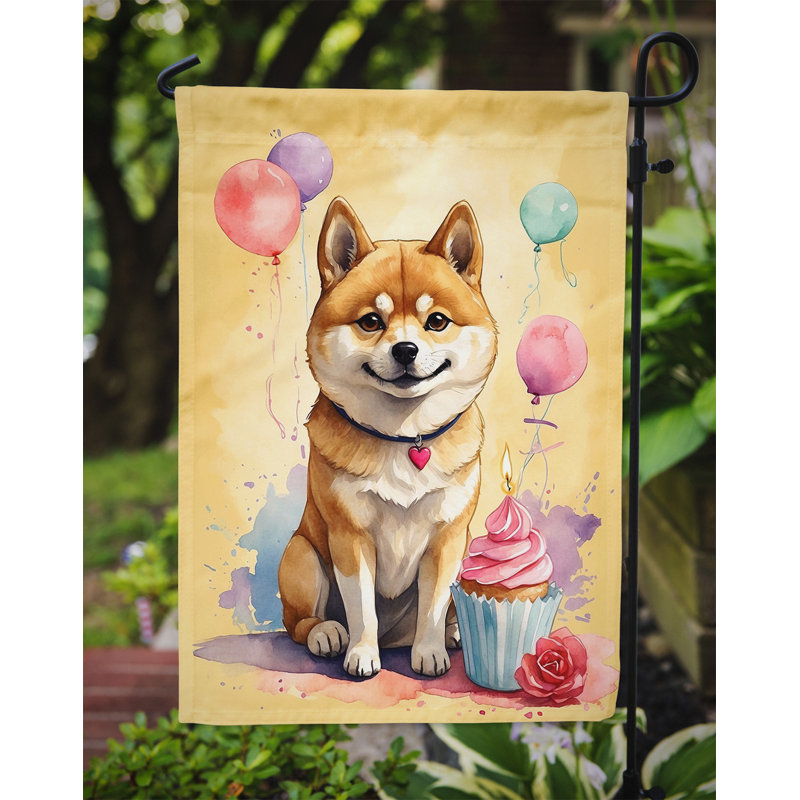 Drapeau de jardin «Happy Birthday», Shiba Inu
