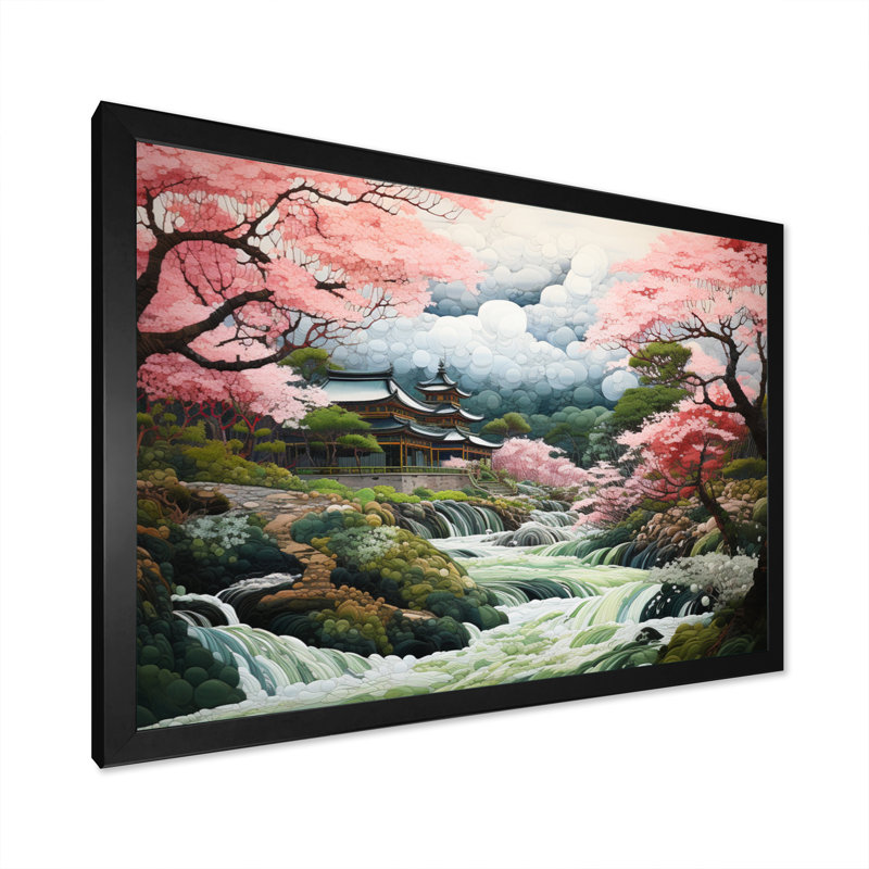 Asian Art Zen Garden III - impression, H 30 po x l 40 po x P 1,5 po, Cadre photo noir