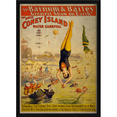 « coney island water carnival », affiche rétro encadrée