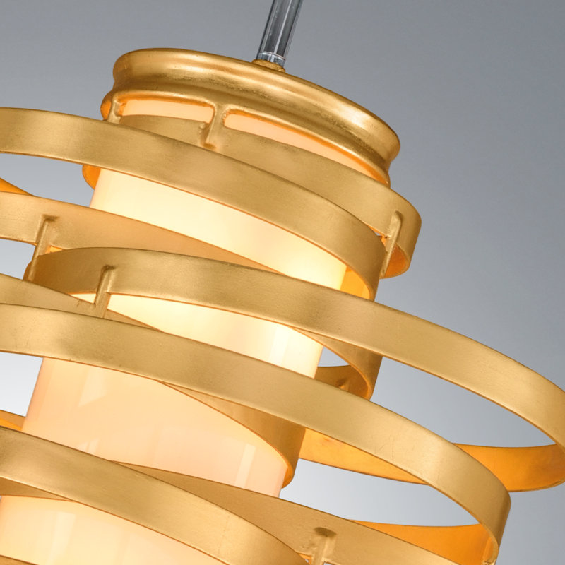 Gold Leaf Twisted Metal Geometric LED Chandelier