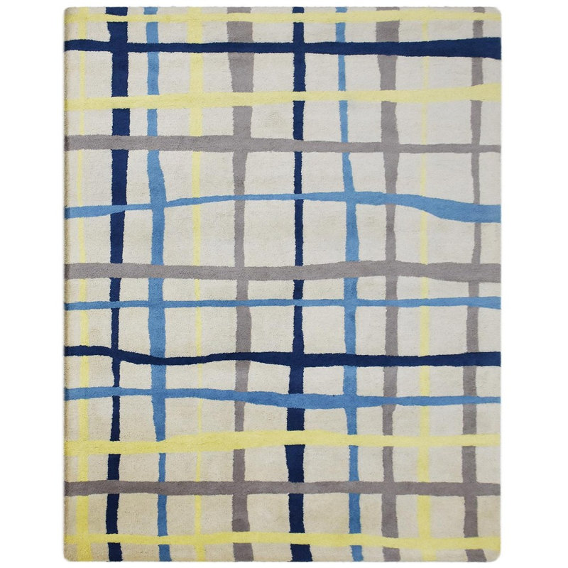 Tapis écologiques en laine touffetés à la main - Rectangle, multicolore, design moderne contemporain, tapis antidérapants faits à la main et épais pour salon, chambre à coucher 