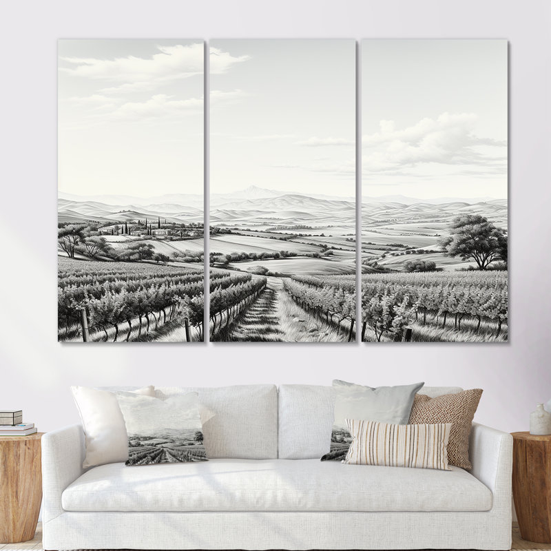 Vineyard Scenery Landscape Beauty IV - Vineyard, ensemble d'art sur toile, Toile tendue, H 40 po x l 60 po x P 1 po