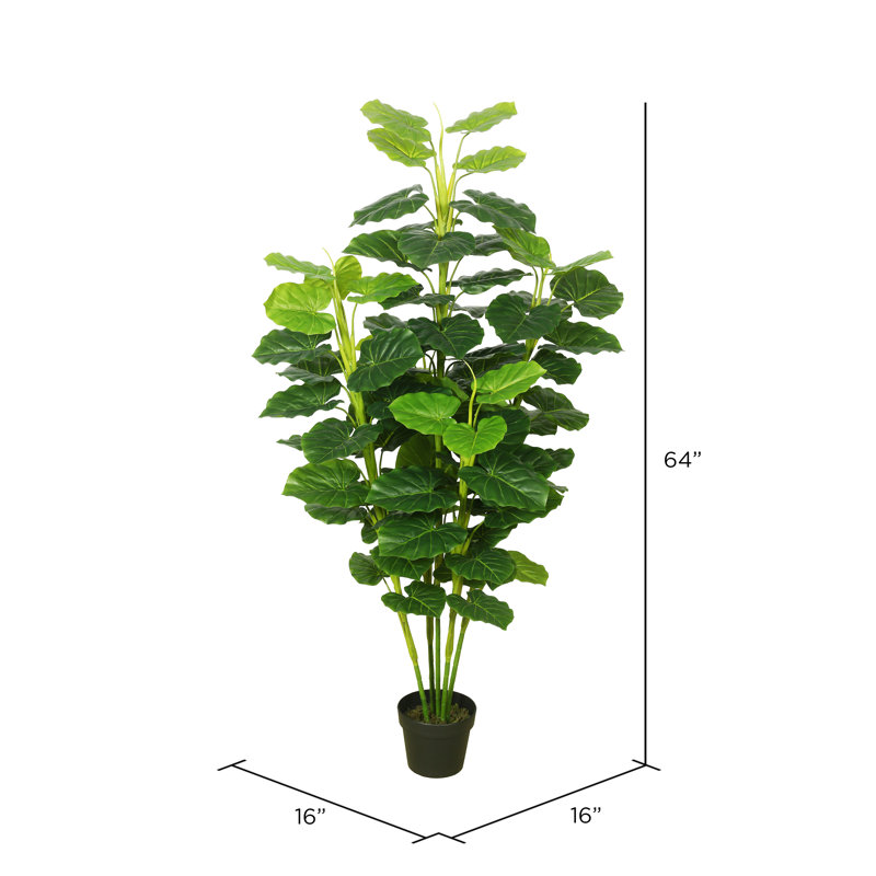 66 in Green Artificial Philodendron Tree in Black Pot