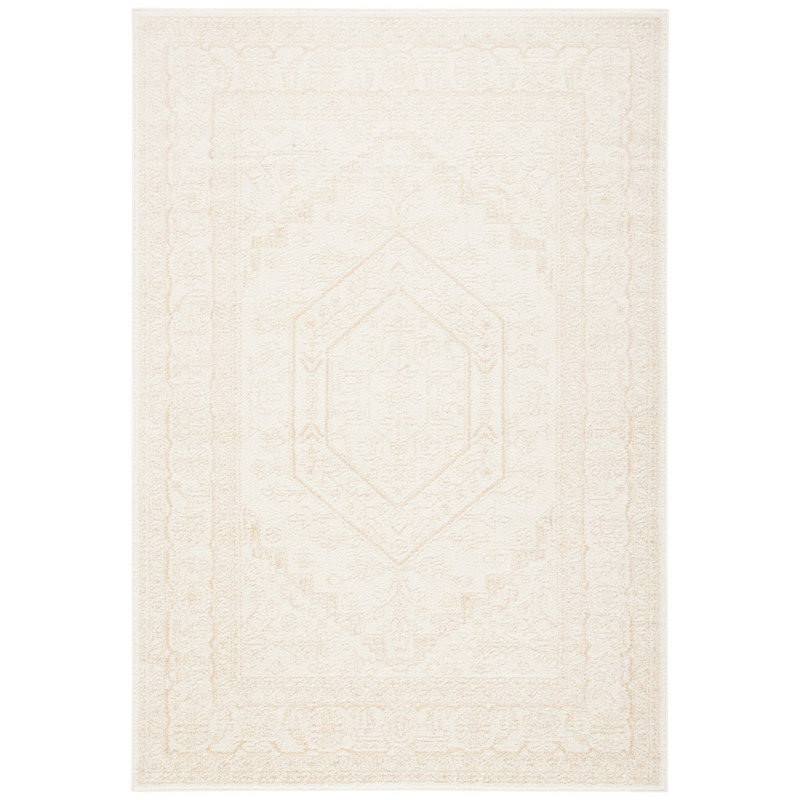Wadlington Oriental Ivory/Beige Area Rug, Rectangle 10' x 14'