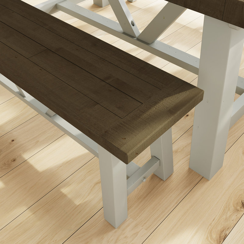 Brents Trestle Base Dining Bench. Solid Reclaimed Pine Wood. 140cm OR 180cm Wide, 24" H x 187" W x 42" D