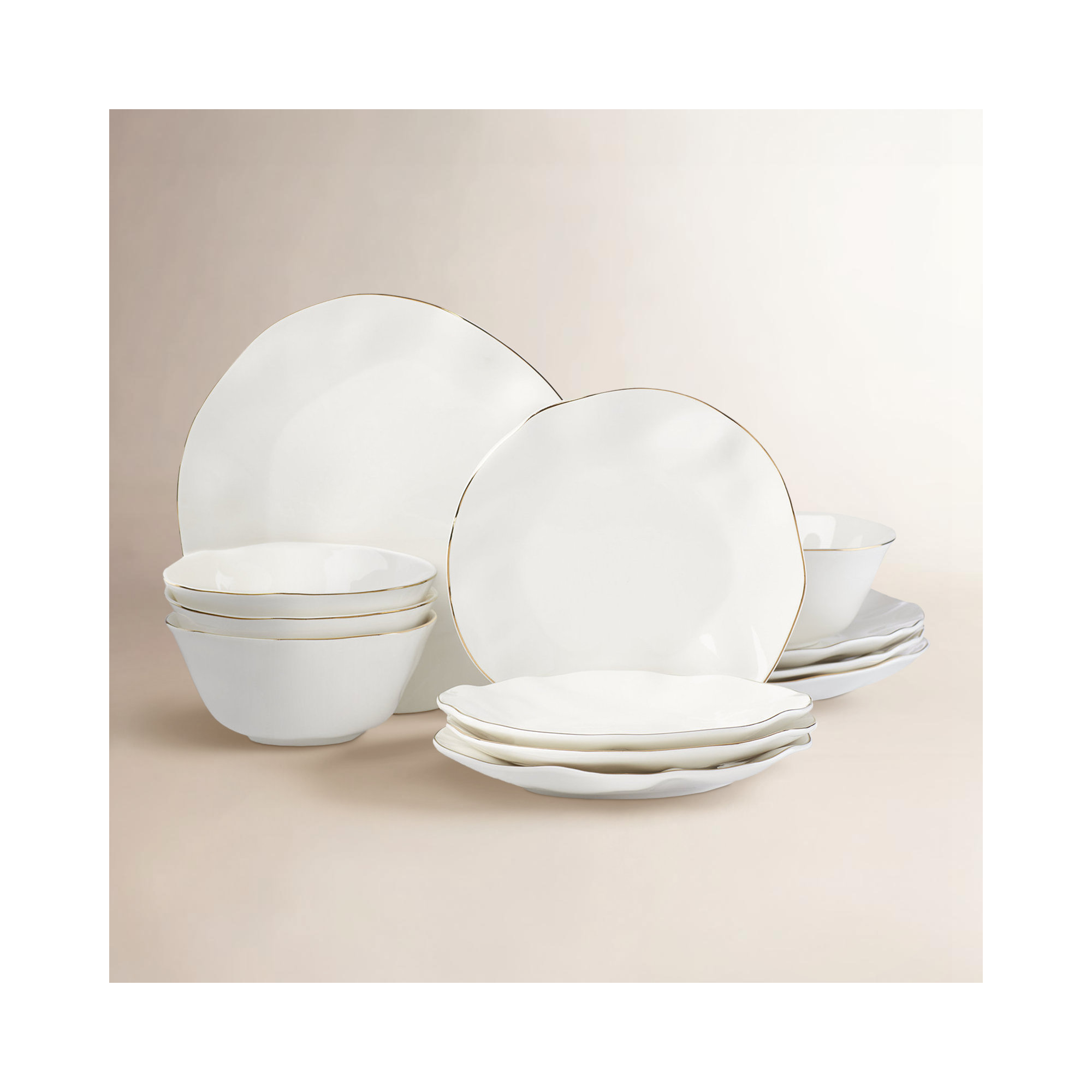Blue Bay White 12-Piece Dinnerware Set