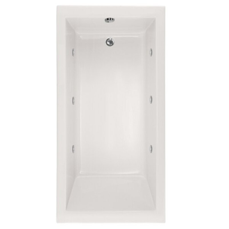 Lacey 60 in. L Whirlpool Tub, Bone, Satin Nickel