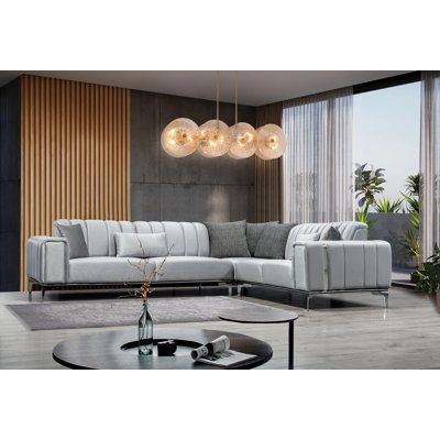 Bogumila Velvet L-Shaped Sectional Right Hand Facing