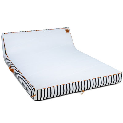 Big Joe Lux Chaise Premium Double Inflatable Pool Float, Black And White Cape Stripe, Premier Mesh, Durable Uv Protected Polyester Blend