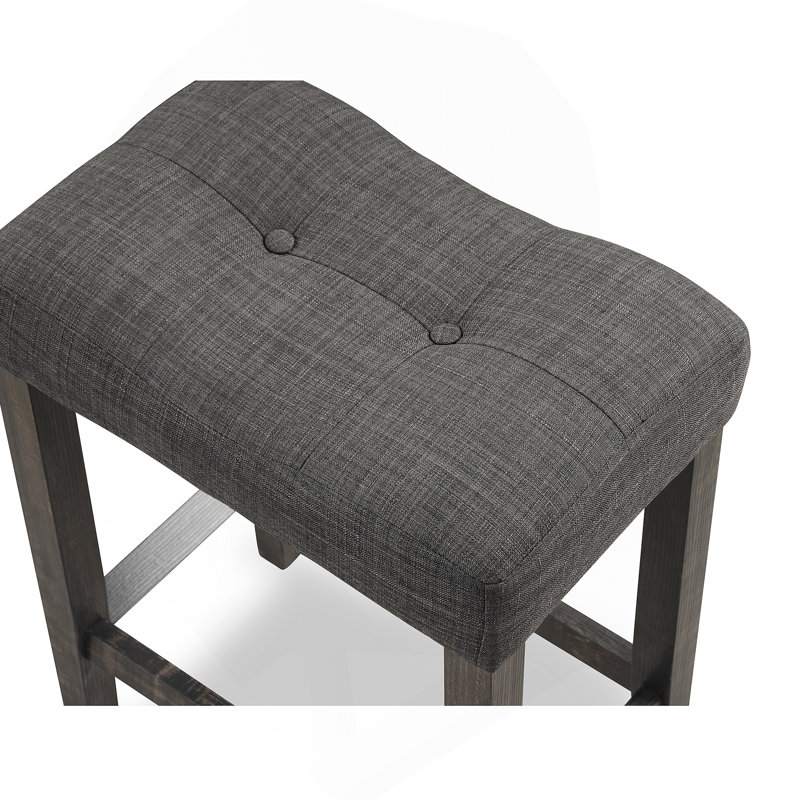 Sora Button Tufted Counter Height Saddle Stool, Set of 2, Gray