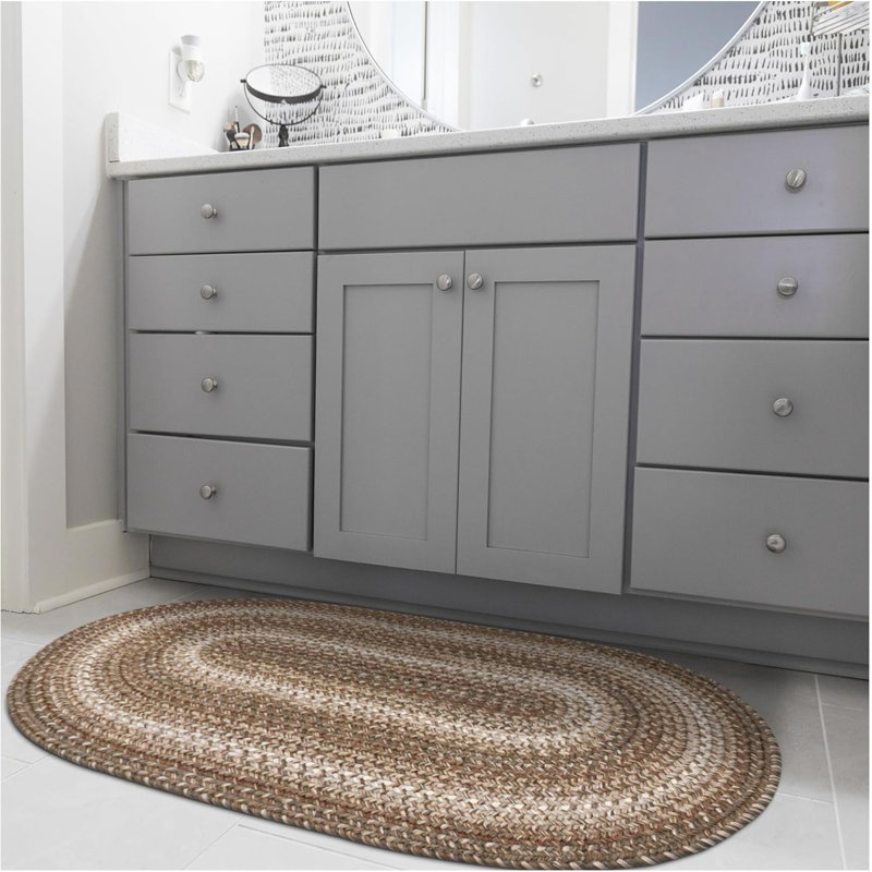  Braided Rug Reversible and Pet Friendly Washable Indoor/Outdoor Ivory/Beige Rug, Oval 2'3" x 3'9"