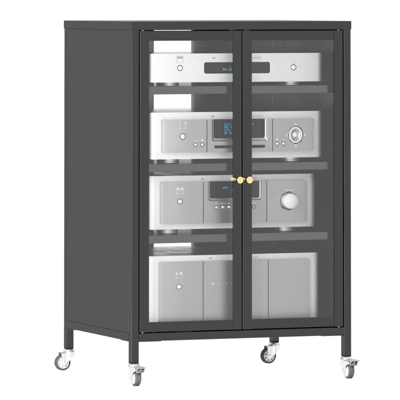 35.8" High Media Storage Cabinet With Wheels
