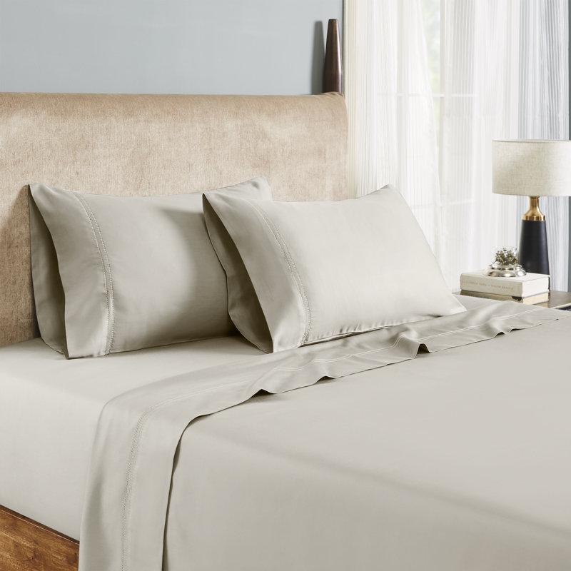 Ensemble de draps en mélange de coton 1000 fils , Grand, Bouleau