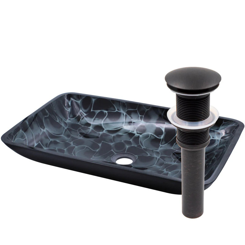 Novatto CELLULE 14'' Glass Rectangular Bathroom Sink, Oil Rubbed Bronze