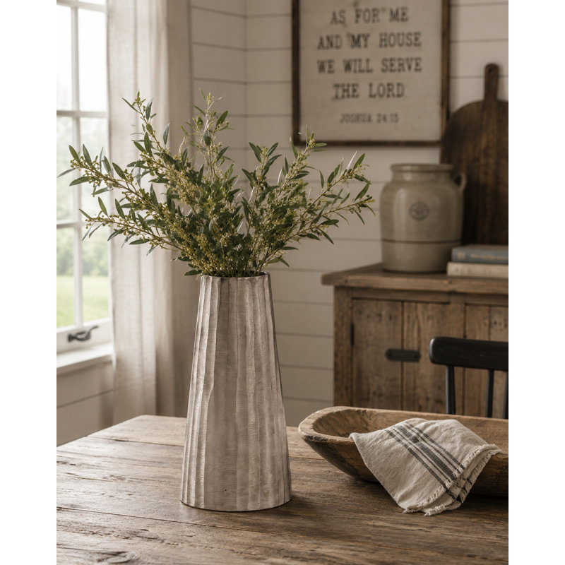 Metal Floor Vase, 17" H x 8" W x 8" D, Metallic Silver