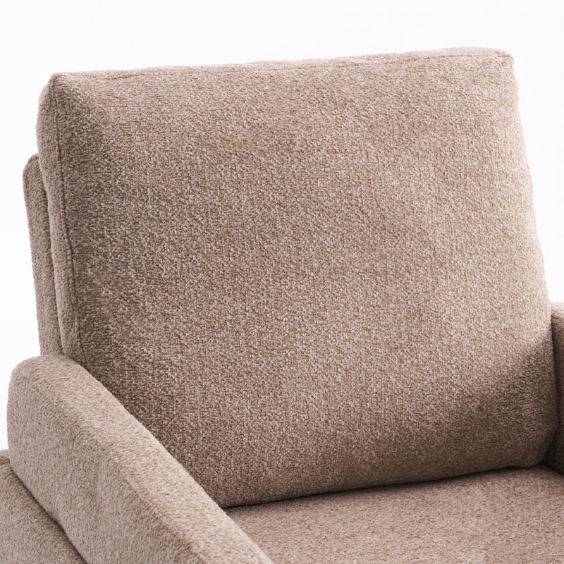 Chaise d'appoint moderne rembourrée avec base en bois massif Boucle, Tissu Coffee Boucle