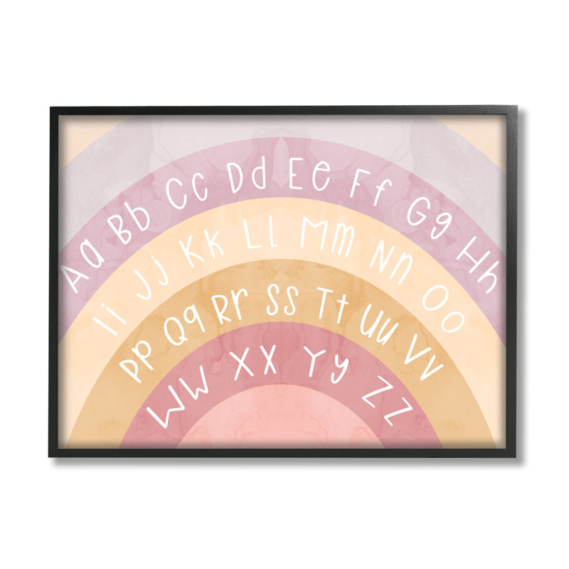 Ba-951 - Alphabet encadré sur des arches en sourdine, Giclée encadrée noir minuit, H 16 po x l 20 po x P 1,5 po