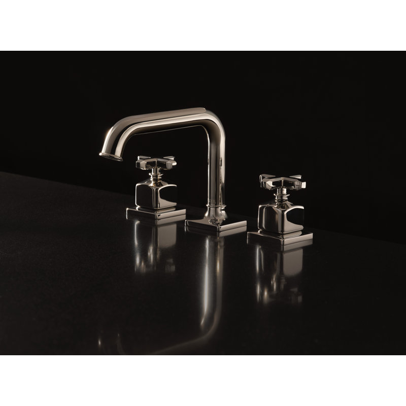 Apothecary Widespread Faucet, Polished Nickel, Cross