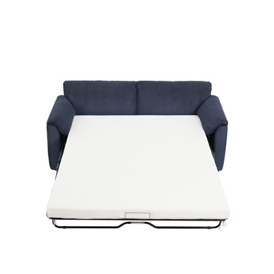 Futon moderne, lit de 79,13 po, velours côtelé bleu, structure en métal, 2, multifonctionnel, éponge haute, canapé-lit de salon, confortable, support de 450 lb