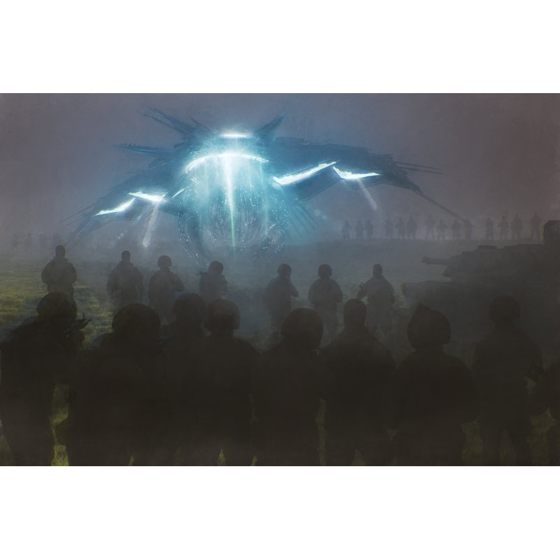 Arrival Of Alien Star Ship - Wrapped Canvas Print, 51cm H x 76cm W x 3.8cm D