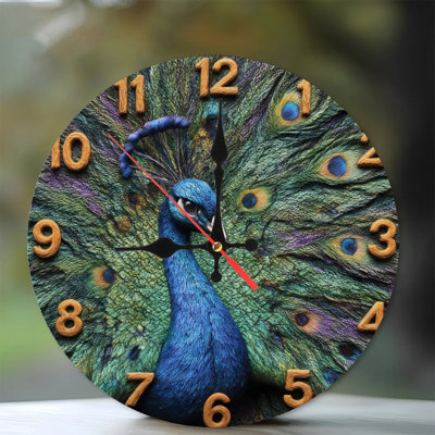 Horloge paon avec plumes déployées