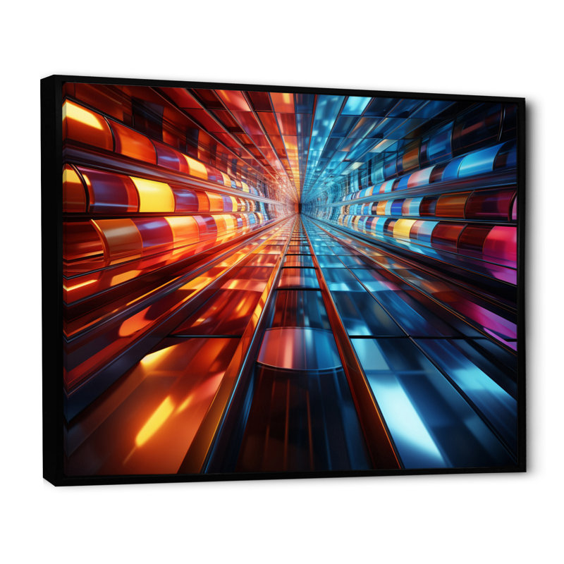 «Colorful Tunnel Abstract Dimensions Bold», impression sur toile, Cadre flottant noir, H 34 po x l 44 po x P 1,5 po