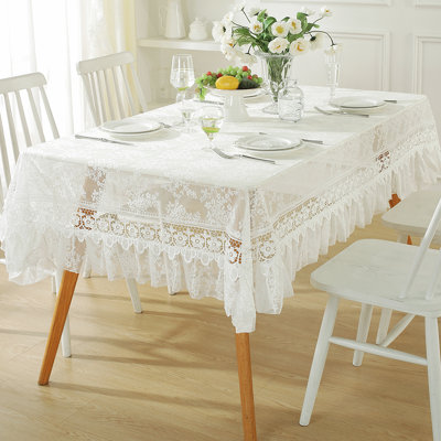 Lace Rectangle Tablecloth With Ruffle Edge