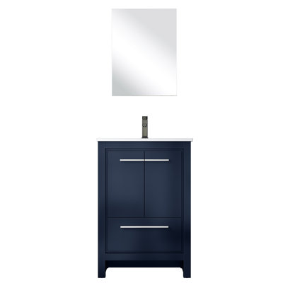 24 po L 20 po x P 2 po Meuble-lavabo bleu marine avec robinet en marbre de culture et miroir - 18 po