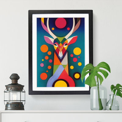 Lenayah Deer In Colour Abstract 1 Piece Single Picture Frame Wall Art