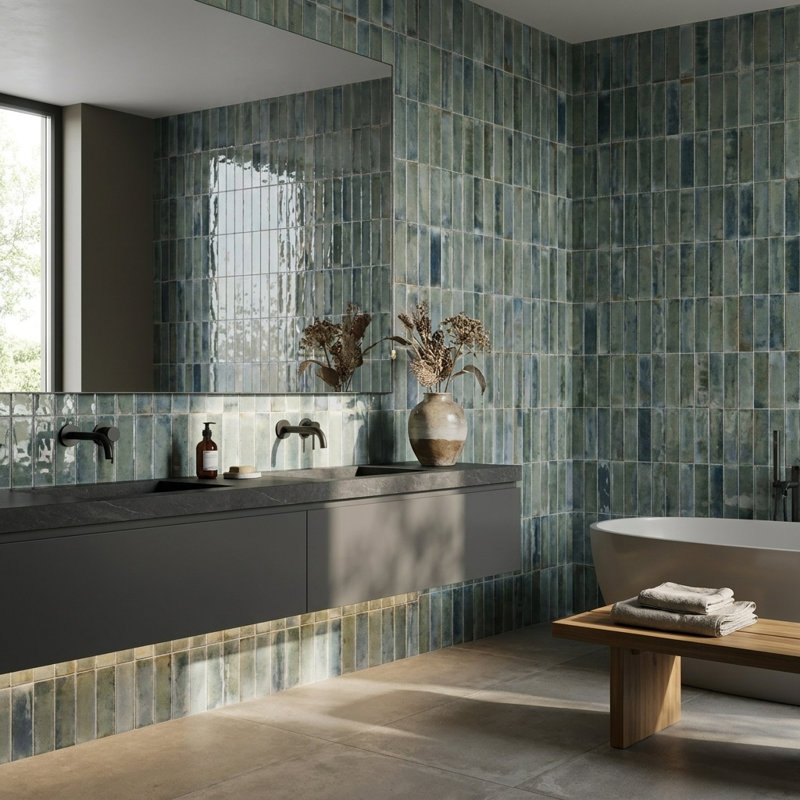 Carrelage mural en porcelaine Calypso, Sauge