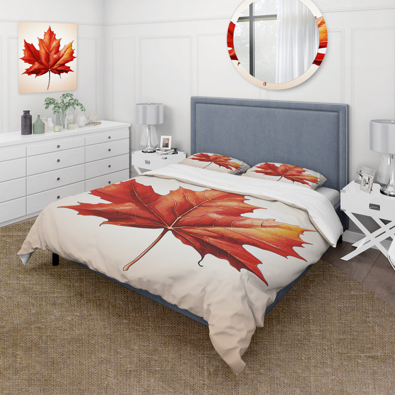 Ensemble de housse de couette Orange I, Housse de couette simple + 1 taie décorative stan