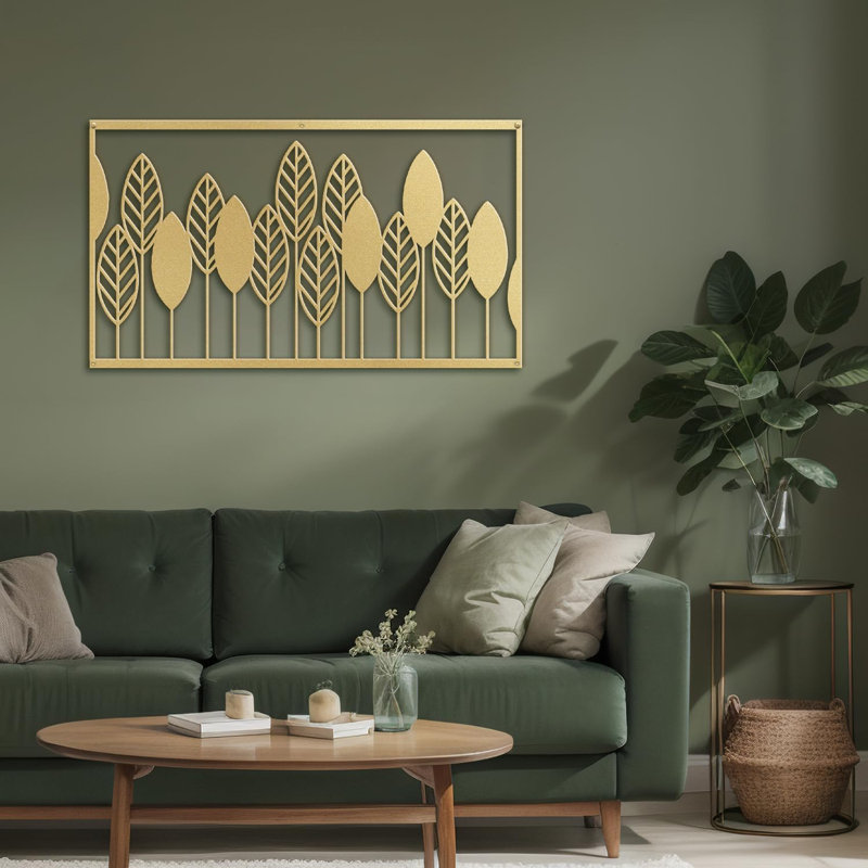 Décoration murale en métal, H 15 po x l 30 po x P 0,05 po, Or