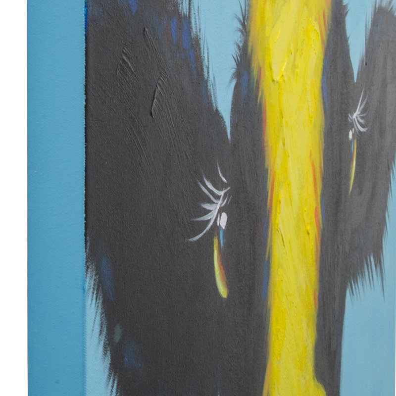 « qui est ici ? » art sur toile encadrée en acrylique peint à la main Sayles