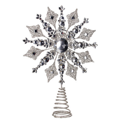 14.5" Glitter Metal Jewel Snowflake Tree Topper