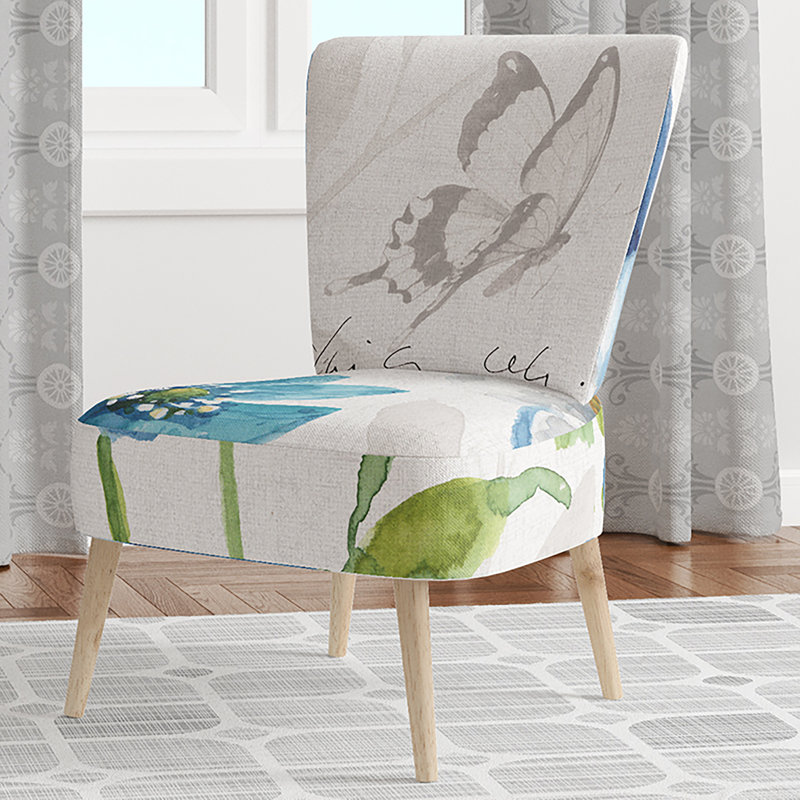 Chaise d'appoint en velours rembourrée à motif floral - Chaise d'appoint moderne à motif floral, Velours bleu abstrait 16