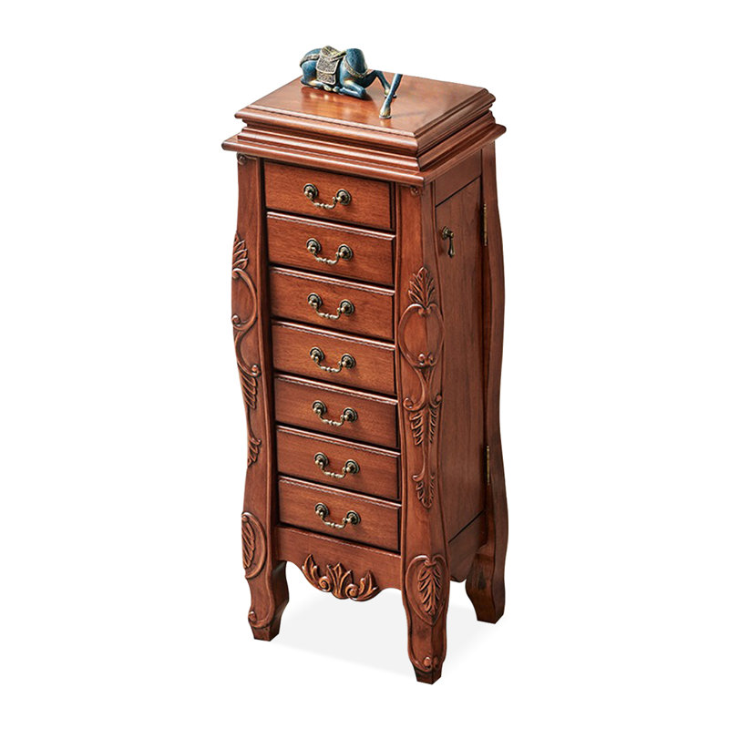 Reddish brown Rectangular Solid Wood Jewellery Armoires