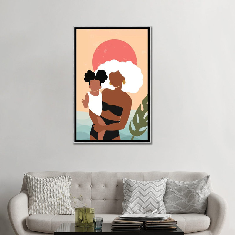 Juneteenth - impression d'art graphique, Pas de tapis, H 32 po x l 48 po x 1,5 po, Toile encadrée argentée