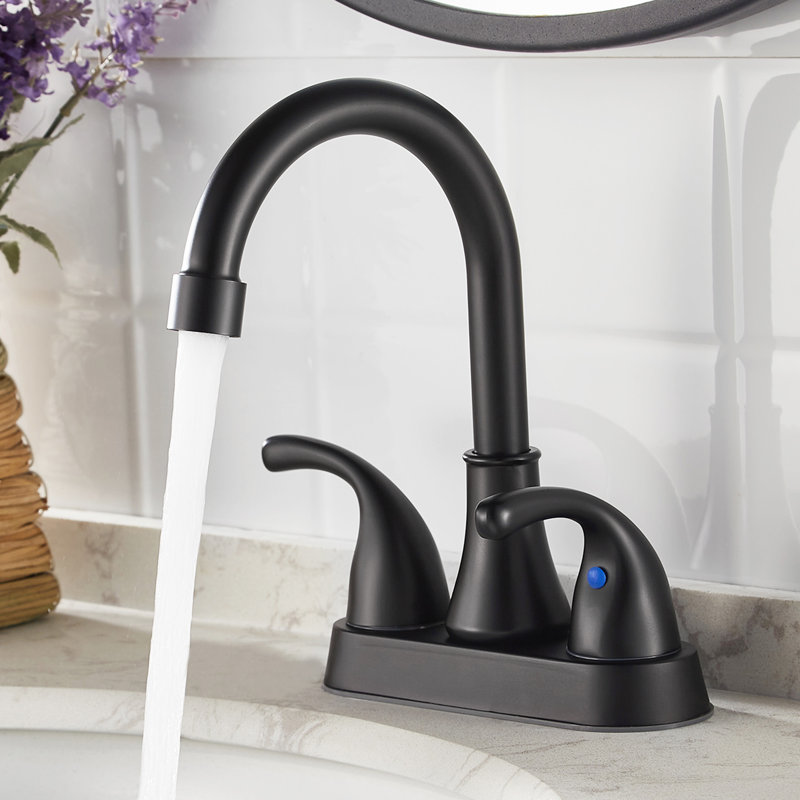 2-handle Bathroom Faucet with Drain Assembly, Matte Black