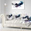Coussin décoratif bleu foncé multicolore à imprimé abstrait