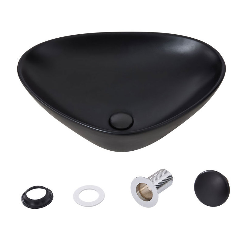 Metro Lane 400mm L x 590mm W Natural Ceramic Circular Sink, Black