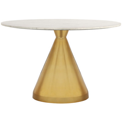 Heiderose Round Marble Top Metal Base Dining Table