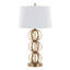 Lampe de table contemporaine 29 po en métal avec abat-jour en métal doré et lin blanc - ensemble de 2