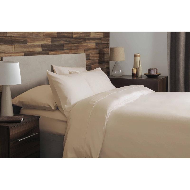 Plain Dye Brushed Cotton Flannelette Solid Colour Duvet Cover, Cream, Super King Duvet Cover