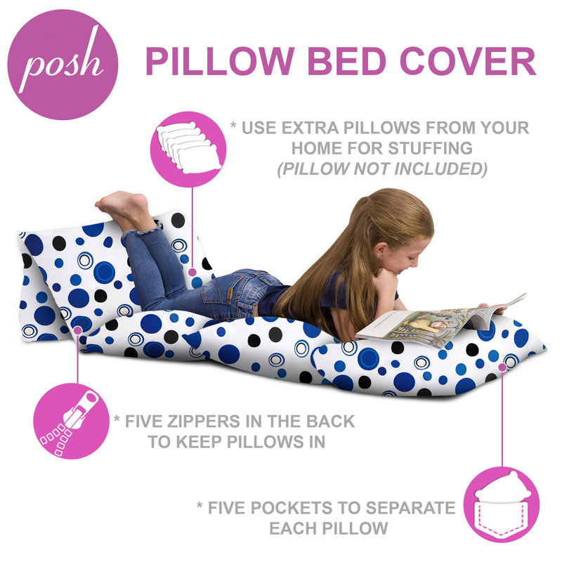 KIds Floor Pillow Cover Only, Nap Mat Kids Floor Pillow Cover to Add in Pillows - Premium Cushion and Lounger Covers for Pillows - Gifts for Kids, Teenage Girls, and Boys, Available in King or Queen Sizes, Pillows Non Included, in Multiple Colors
