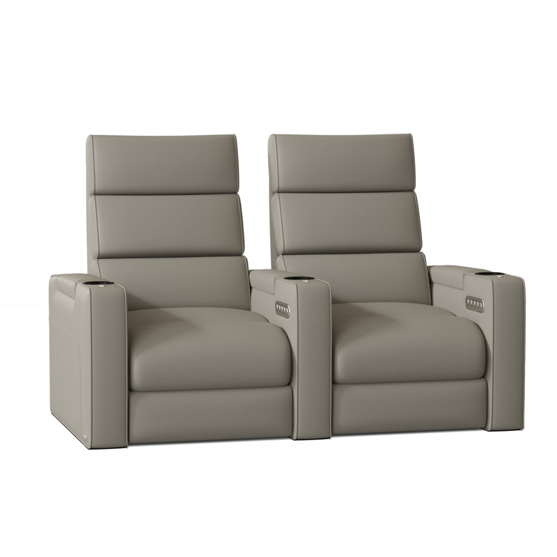 Siège de cinéma en rangée avec porte-gobelet de 65,5 po Dream HR Series, Gris classique