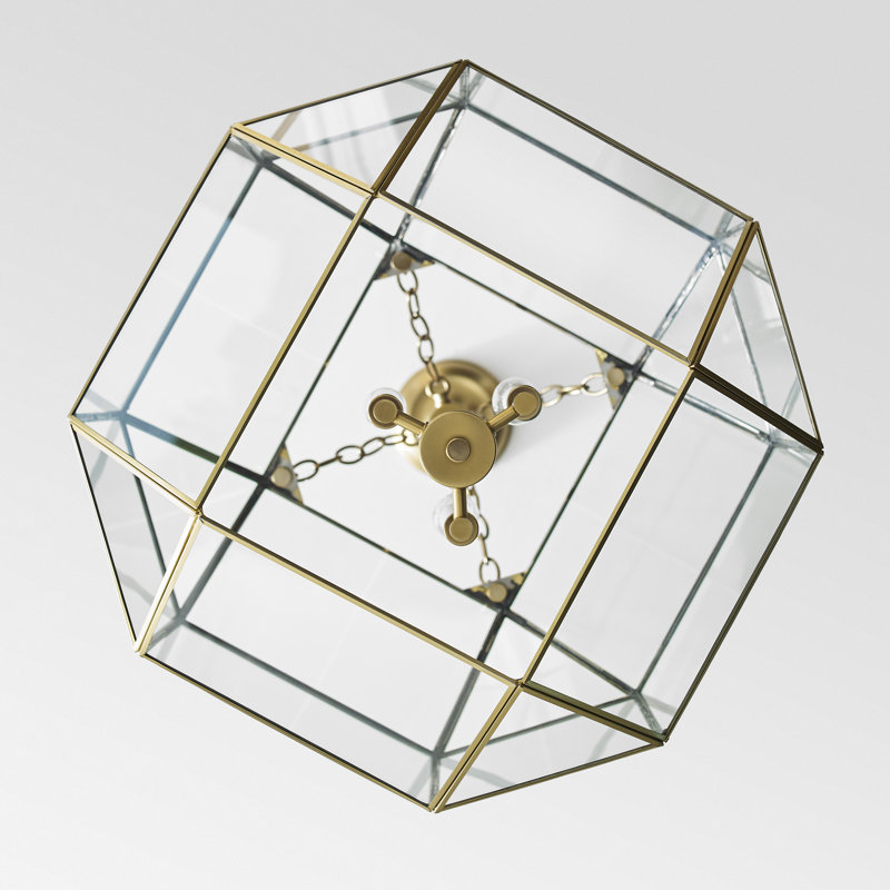 Morrison 3 - Light Pendant, Satin Brass, Clear, 27.25" H x 18.5" W x 18.5" D